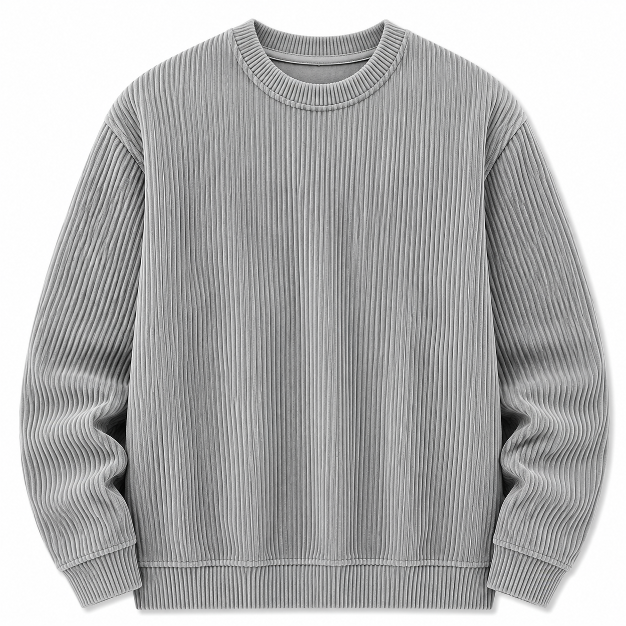 Gray Cascade Corduroy Sweatshirt, front view on white background