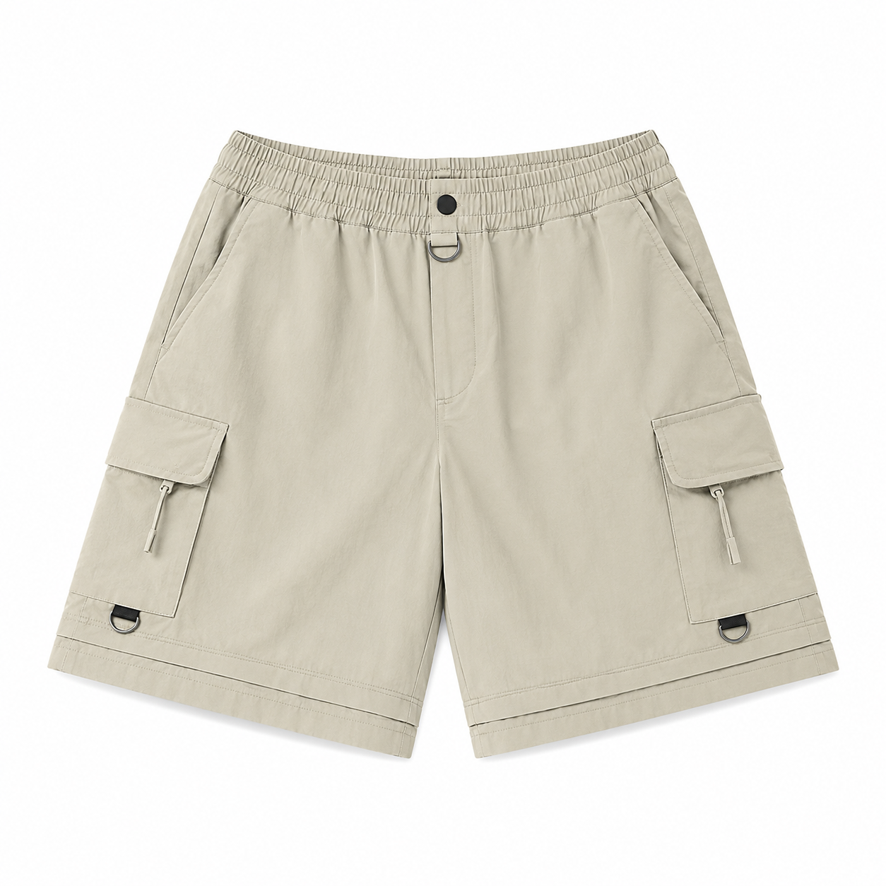 Beige Court Athletic Shorts, front view on white background