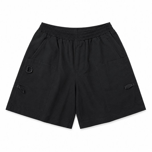 Black Court Athletic Shorts, front view on white background