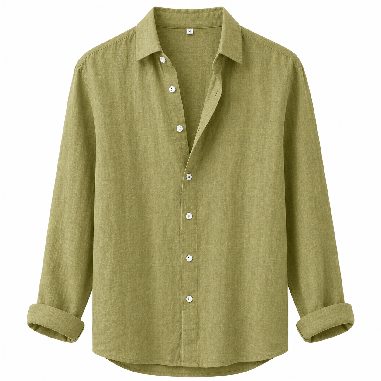 Army green Element Long-Sleeve Shirt, front view on white background