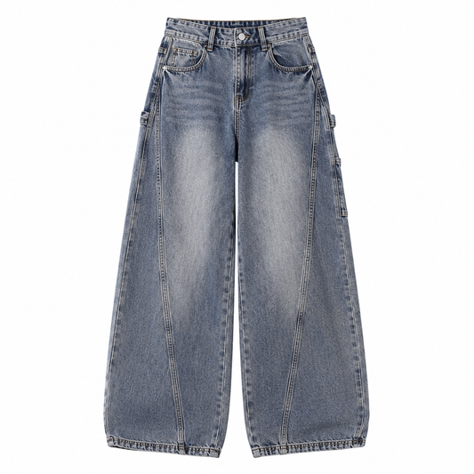 Hudson Wide-Leg Jeans in vintage blue wash, front product view