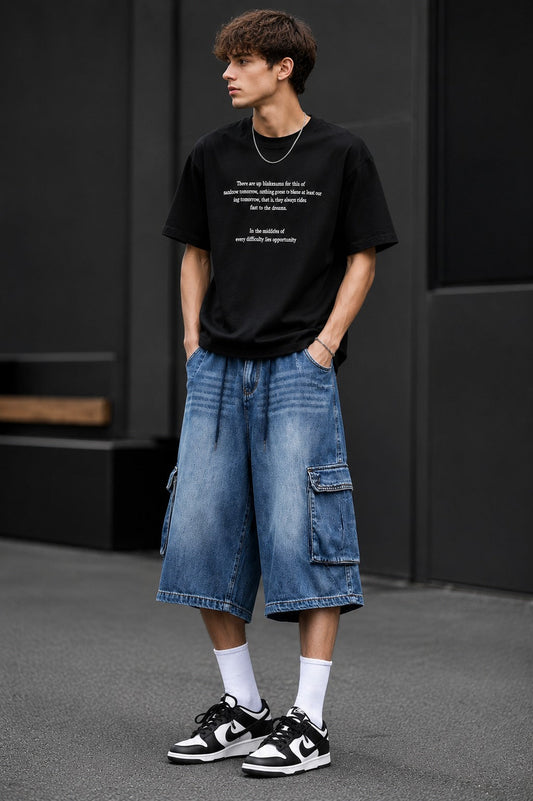 Docker Denim Capris — Workwear Multi-Pocket