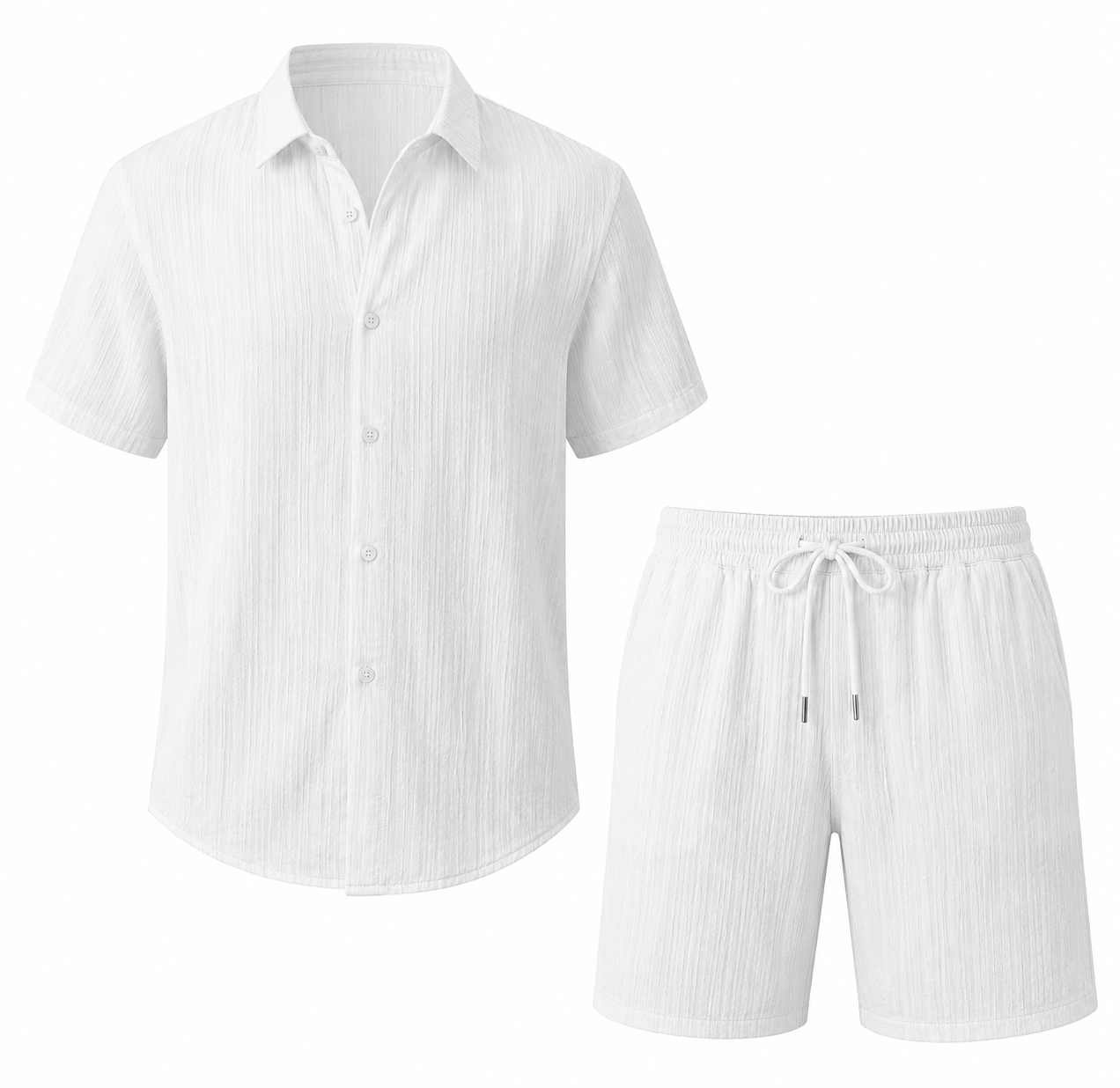 Marina two-piece set in white — shirt and shorts product view