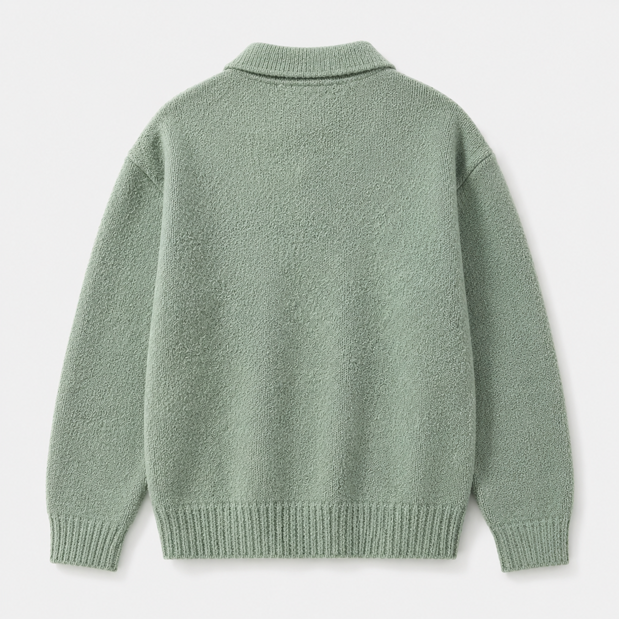 Moss Knit Sweater in light grayish green — back product view