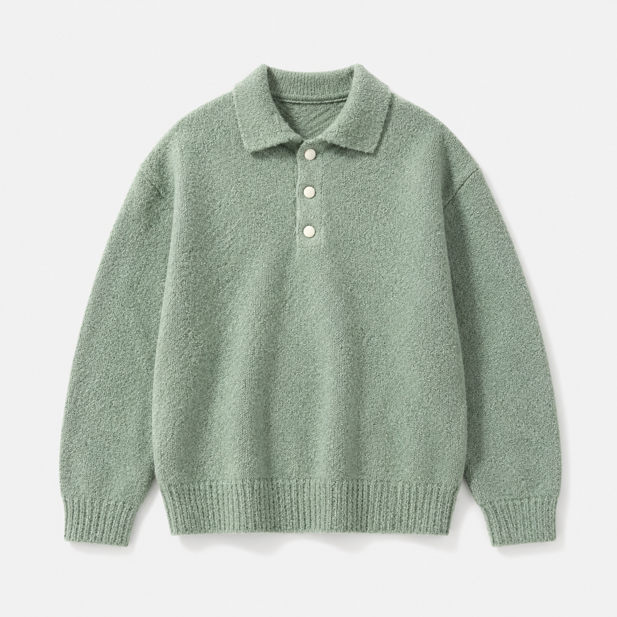 Moss Knit Sweater in light grayish green — front product view