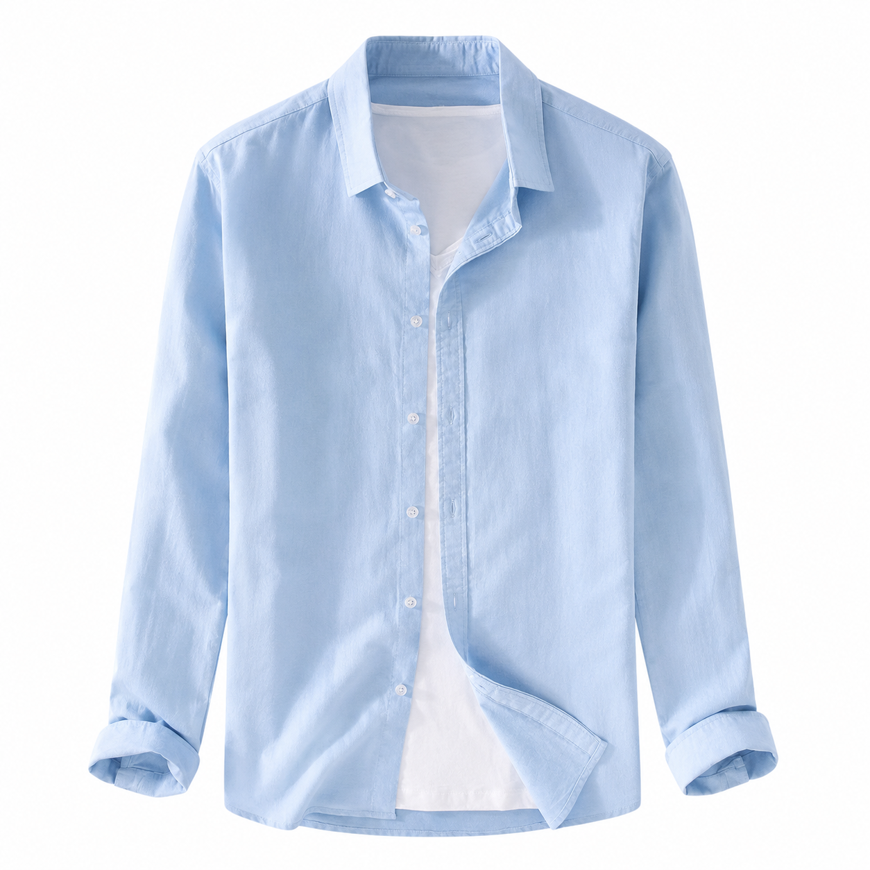 Osaka long-sleeve shirt in light blue — front product view