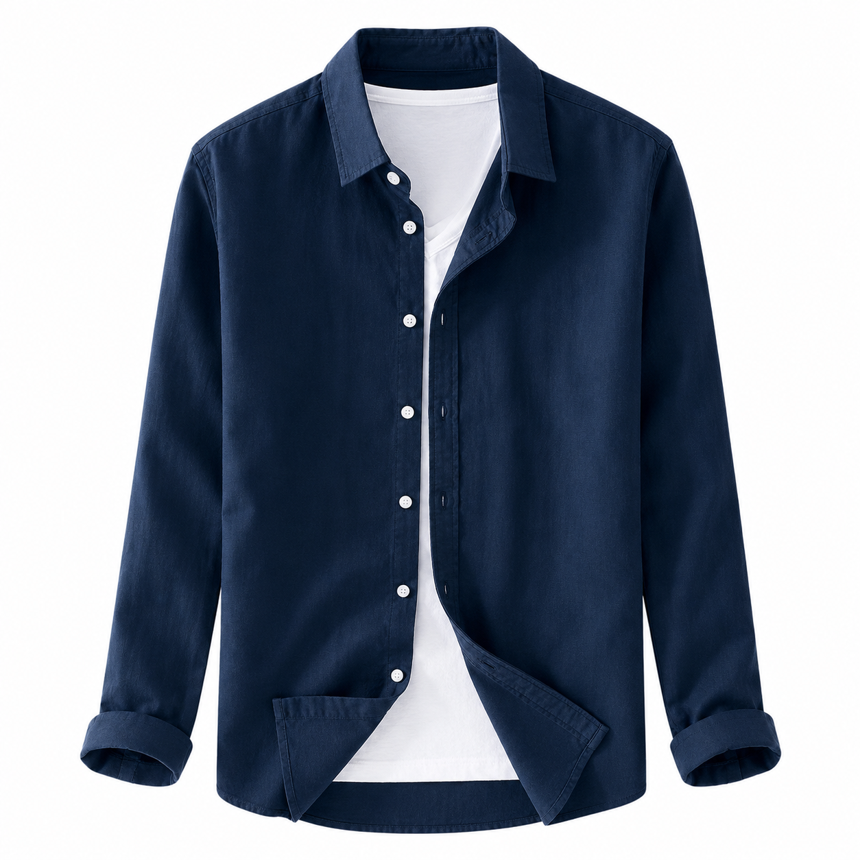 Osaka long-sleeve shirt in dark blue — front product view