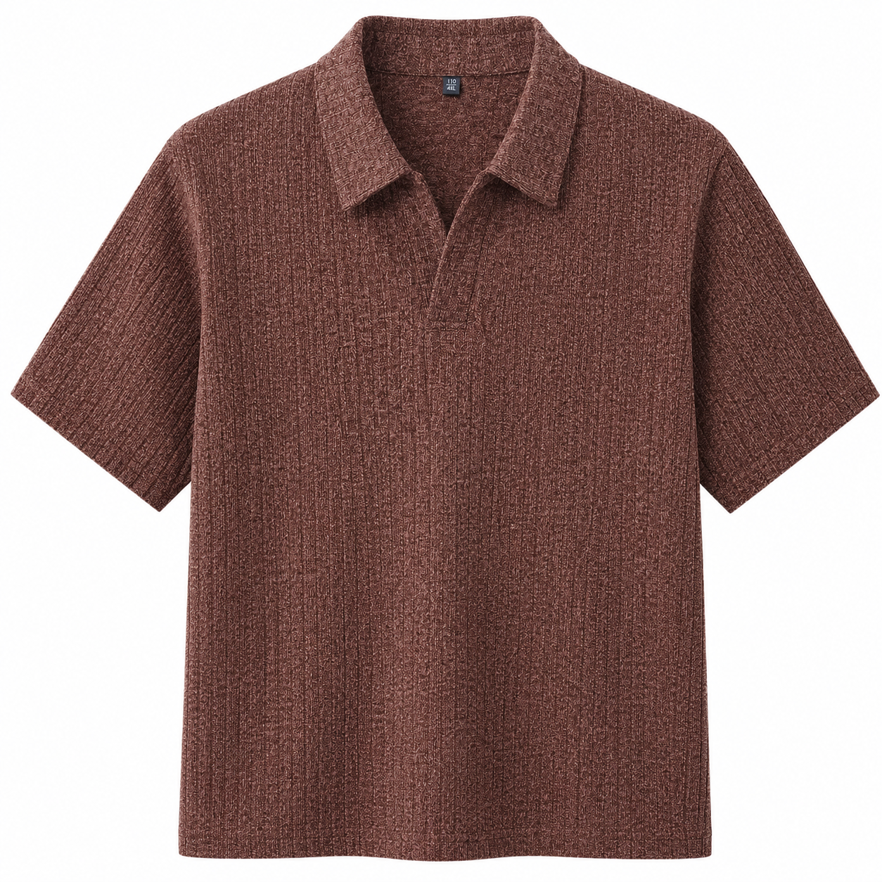 Coffee Savanna Striped Polo, front view on white background