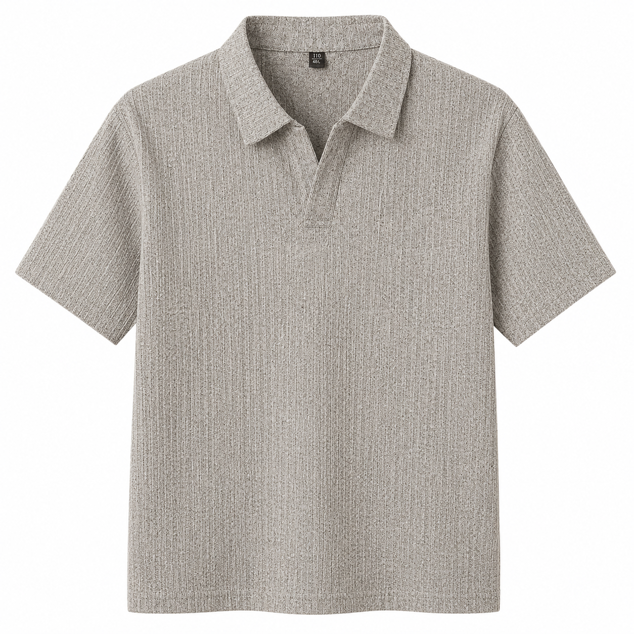 Flower Gray Savanna Striped Polo, front view on white background