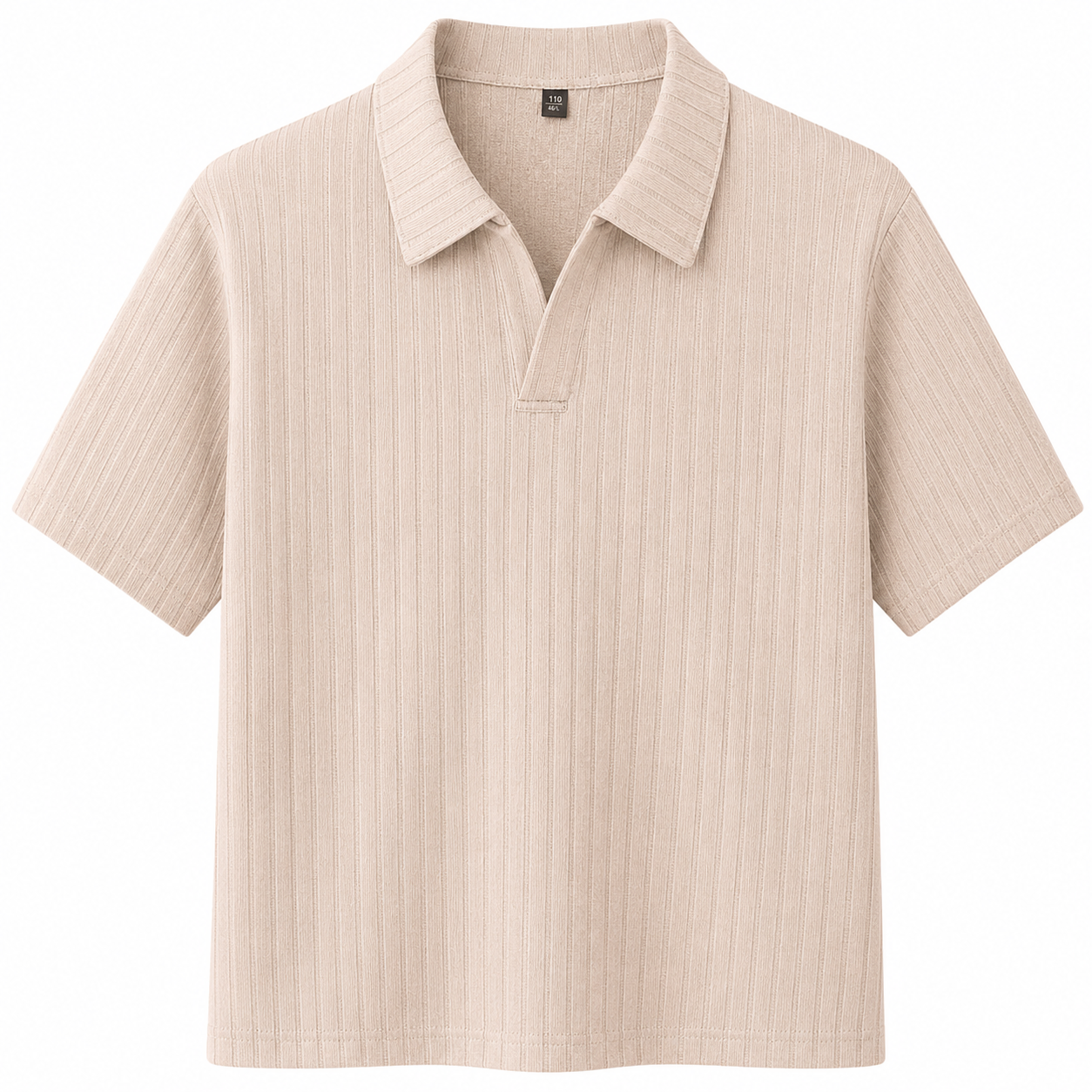 Khaki Savanna Striped Polo, front view on white background