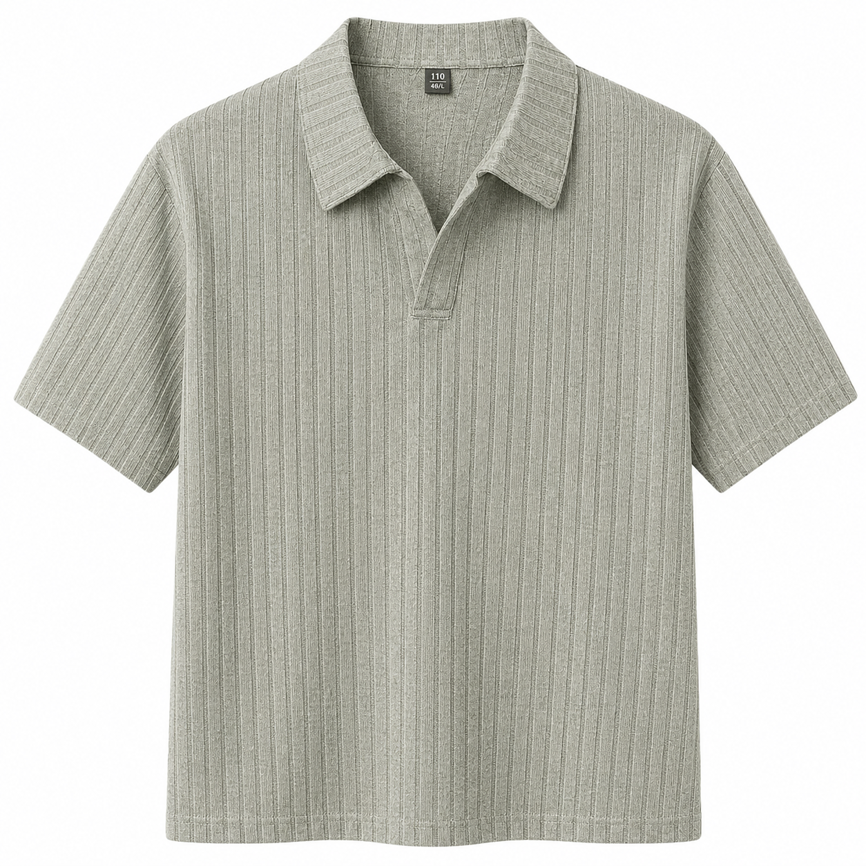 Light Green Savanna Striped Polo, front view on white background