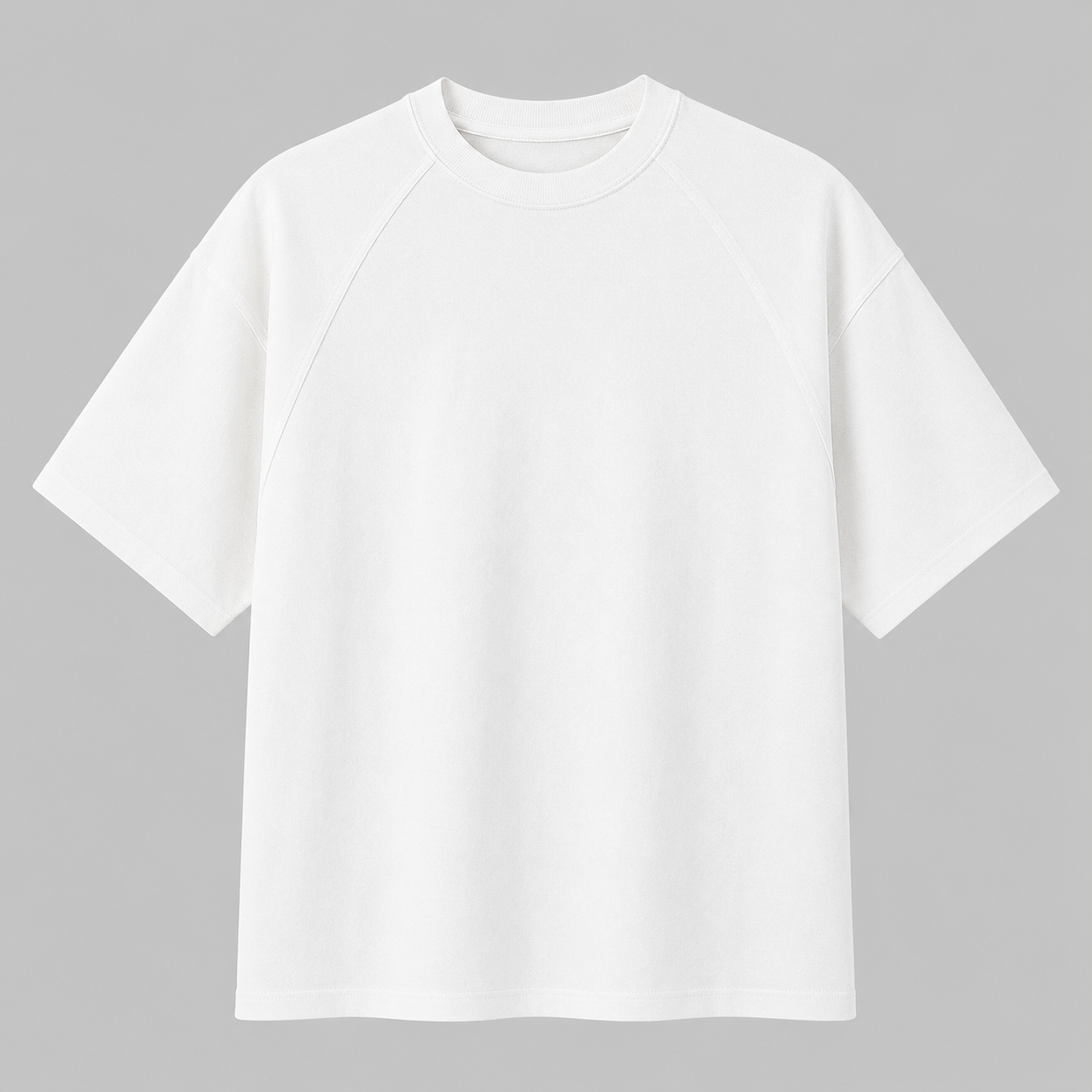 Stitchwork Cotton Tee in beige white — front product view