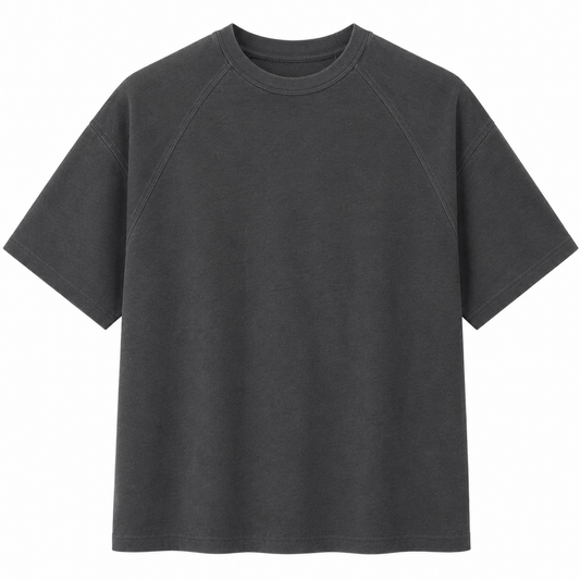 Stitchwork Cotton Tee in dark gray — front product view